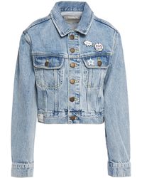 Maje Appliquéd Denim Jacket Light Denim - Blue