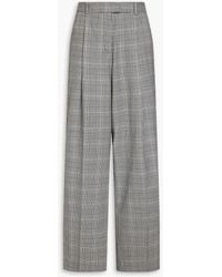 Another Tomorrow - Pleated Prince Of Wales Checked Wool-blend Wide-leg Pants - Lyst