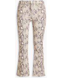 FRAME - Le Crop Mini Boot Cropped Snake-print Cotton-blend Twill Bootcut Pants - Lyst