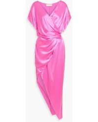Michelle Mason - Wrap-Effect Silk-Satin Maxi Dress - Lyst