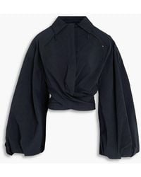 Jacquemus - Le Haut Bahia Cropped Stretch-Cotton Poplin Wrap Top - Lyst