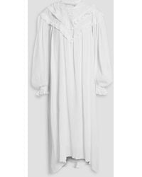 Isabel Marant - Ibenia Broderie Anglaise-trimmed Cotton-blend Crepon Midi Dress - Lyst