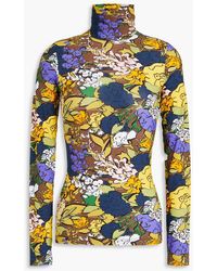 Tory Burch - Floral-print Stretch-jersey Turtleneck Top - Lyst
