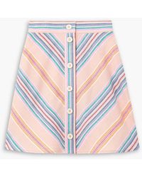 See By Chloé - Striped Cotton And Linen-blend Mini Skirt - Lyst
