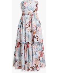 Cara Cara - Torres Tiered Floral-print Linen Midi Dress - Lyst