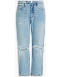 FRAME - Cropped Distressed High-rise Bootcut Jeans - Lyst