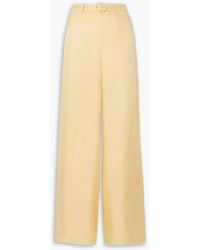 LAPOINTE - Belted Silk-twill Wide-leg Pants - Lyst