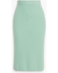 The Elder Statesman - Ribbed Cashmere Midi Skirt - Lyst
