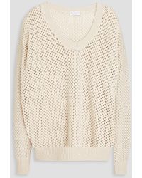 Brunello Cucinelli - Embellished Crochet-knit Cashmere And Silk-blend Sweater - Lyst