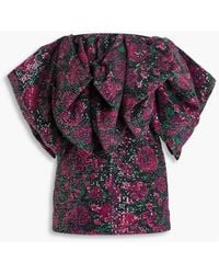 ROTATE BIRGER CHRISTENSEN - Trägerloses minikleid aus tüll mit pailletten und floralem print - Lyst