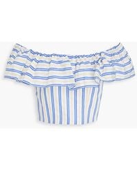 Claudie Pierlot - Cropped Off-the-shoulder Striped Lyocell-blend Top - Lyst
