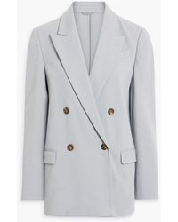 Brunello Cucinelli - Double-breasted Bead-embellished Cotton-blend Jersey Blazer - Lyst