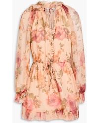 Zimmermann - Ruffled Floral-print Silk-crepon Playsuit - Lyst