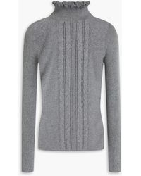Claudie Pierlot - Ruffled Cable-knit Turtleneck Sweater - Lyst