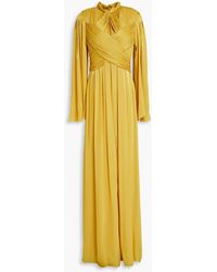 Costarellos - Josie drapierte robe aus georgette mit metallic-effekt - Lyst