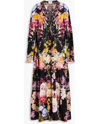 Camilla - Gathered Floral-print Silk-crepe Maxi Dress - Lyst
