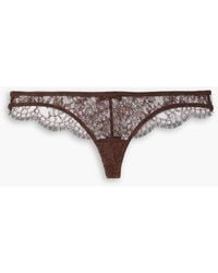 COCO DE MER London - Mickalene Satin-trimmed Lace Thong - Lyst