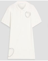 Area - Embellished Cotton-Piqué Mini Shirt Dress - Lyst