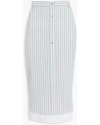 Altuzarra - Button-embellished Striped Cotton And Linen-blend Skirt - Lyst