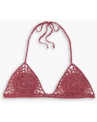 Cult Gaia - Ori Metallic Crochet-knit Triangle Bikini Top - Lyst