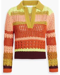 Jonathan Simkhai - Otis Striped Open-knit Polo Sweater - Lyst