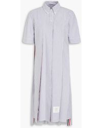 Thom Browne - Striped Cotton-seersucker Midi Shirt Dress - Lyst