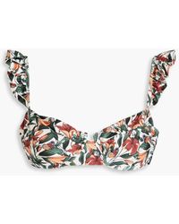 Agua Bendita - Kiwi Ruffled Floral-print Bikini Top - Lyst