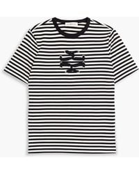 Tory Burch - Embellished Striped Cotton-jersey T-shirt - Lyst