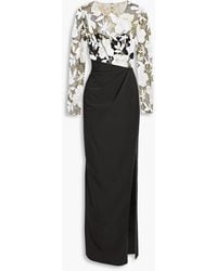 Marchesa - Cutout Embroidered Tulle And Crepe Gown - Lyst