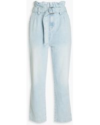 7 For All Mankind - Pleated Belted High-rise Tapered Jeans - Lyst