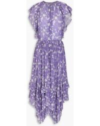 Ulla Johnson - Ruffled Floral-Print Silk-Georgette Midi Dress - Lyst