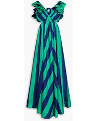 Zimmermann - Ruffled Striped Silk-satin Maxi Dress - Lyst
