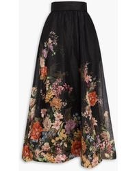 Zimmermann - Midikleid aus organza aus einer leinen-seidenmischung mit floralem print - Lyst