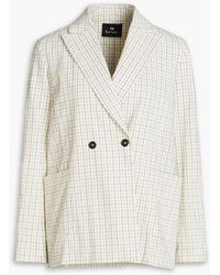 Paul Smith - Double-breasted Checked Cotton-blend Seersucker Blazer - Lyst