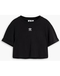 adidas Originals - Cropped Embroidered Cotton-jersey T-shirt - Lyst