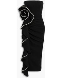 Rachel Gilbert - Strapless Embellished Crepe Midi Dress - Lyst