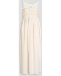 Maison Margiela - Embellished Pleated Silk-chiffon And Twill Midi Dress - Lyst
