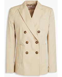 Tory Burch Double-breasted Cotton-gabardine Blazer - Natural
