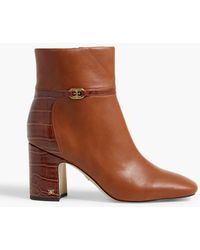 Sam Edelman - Florah Faux Smooth And Croc-effect Leather Ankle Boots - Lyst