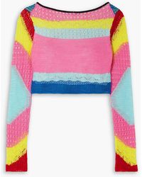 STAUD - Cropped Color-block Knitted Sweater - Lyst