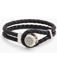 Montblanc - Silver-tone Woven Leather Bracelet - Lyst