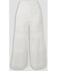 Waimari - Chiara Cotton-blend Guipure Lace And Voile Flared Pants - Lyst