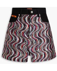 Missoni - Denim-paneled Metallic Crochet-knit Mini Skirt - Lyst