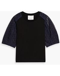 3.1 Phillip Lim - Broderie Anglaise-paneled Cotton-jersey Top - Lyst