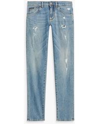 Dolce & Gabbana - Skinny-fit Distressed Faded Denim Jeans - Lyst