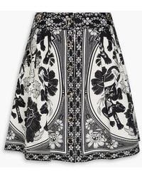FARM Rio - Pleated Printed Cotton And Lyocell-blend Canvas Mini Skirt - Lyst