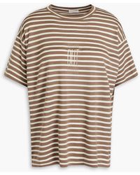 Brunello Cucinelli - Bead-embellished Striped Wool And Cashmere-blend Top - Lyst
