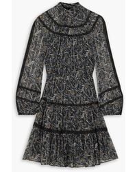 Veronica Beard - Rahla Crochet-trimmed Paisley-print Metallic Silk-blend Chiffon Mini Dress - Lyst