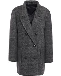 ATM Double-breasted Tweed Coat Charcoal - Grey