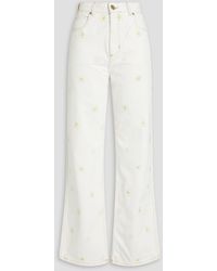 Sandro - Cyriaque Embroidered High-rise Straight-leg Jeans - Lyst